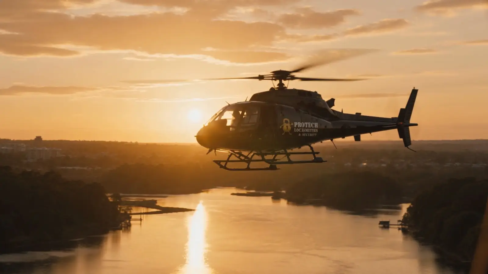 Helicopter at sunset - from our TV commercial